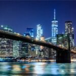 Fotografia Da Ponte do Brooklin Durante A Noite com os prédios ao fundo. Ilustrando um o post com 5 curiosidades e dicas sobre nova york